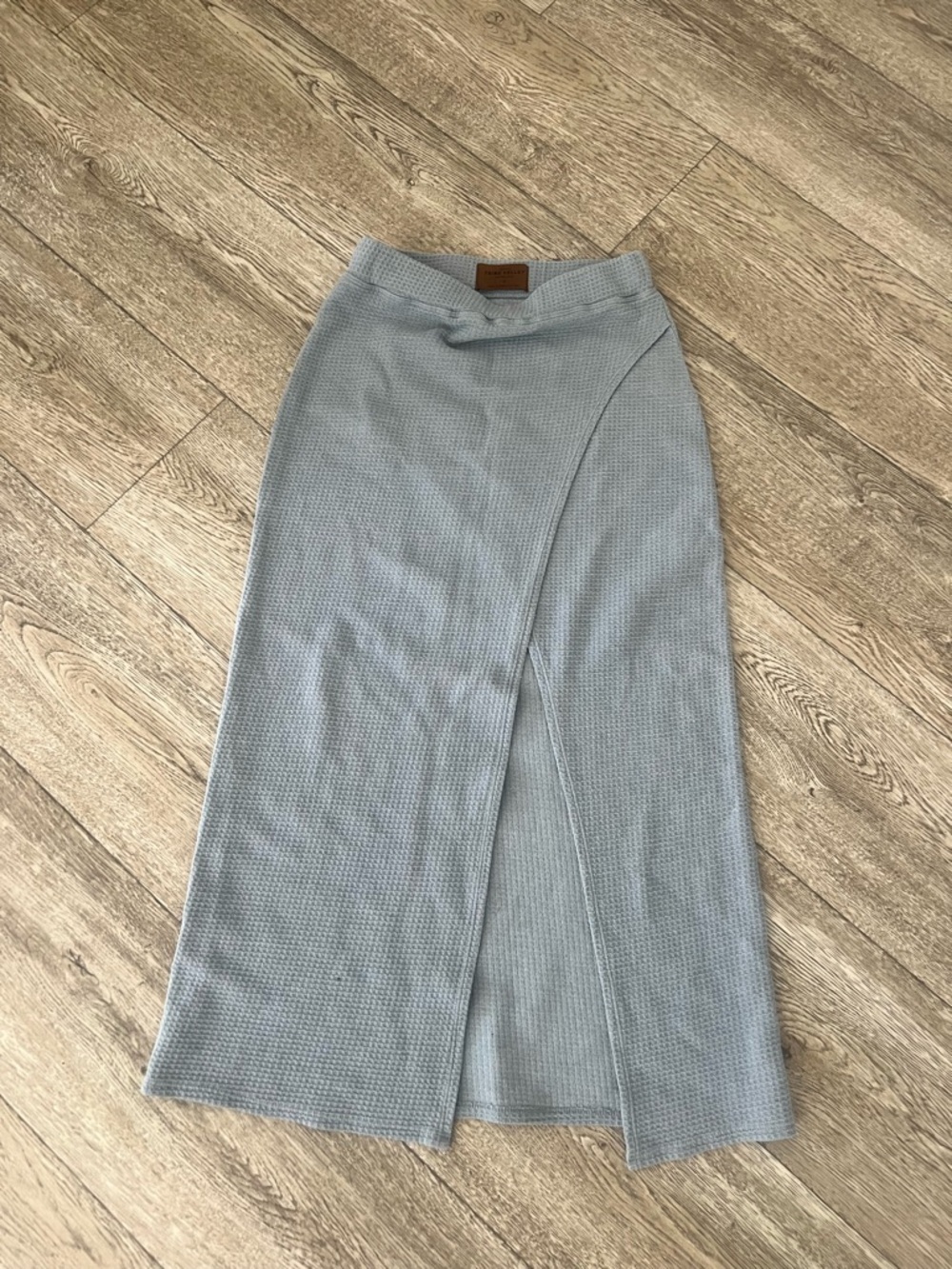 Light Blue Knit Wrap Midi Skirt